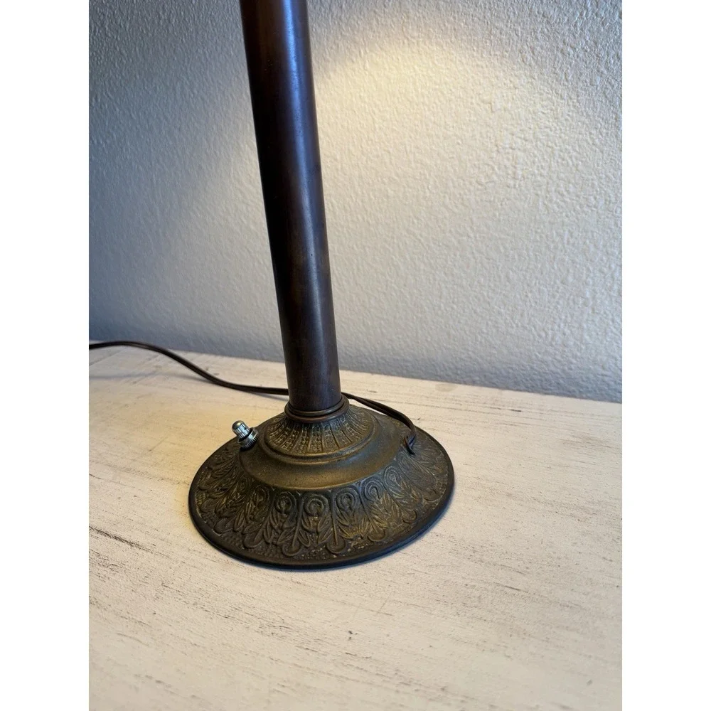 Vintage Brass‎ Leviton Candlestick Lamp With Amber Shade